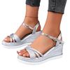 Foreign Trade Large Size Women's Sandals 2025 Summer New Fish Mouth Flat Bottom Wedge Heel One-word Buckle Fashion Women's Sandals