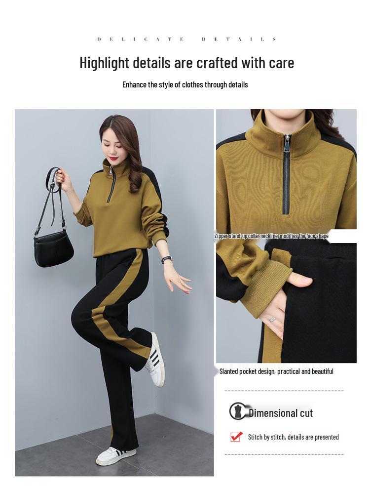 2024 Women's Early Autumn Casual Sportswear Set: Fashionable Age-Reducing Two-Piece for a Slightly Plump Silhouette