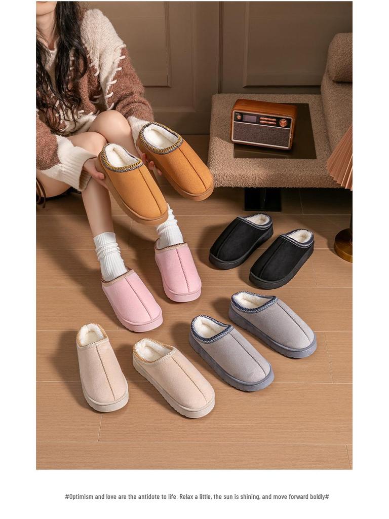 Pantoufles d'intérieur/extérieur pour femmes, en coton à semelle épaisse et doublées polaire, antidérapantes, résistantes à l'usure, à bout fermé.