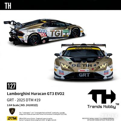 TH 1/64 Lamborghini Hurricane GT3 EVO-DTM Cast Iron Simulation Alloy Car Model, Boys' Gift Toy Collection Decoration Item.