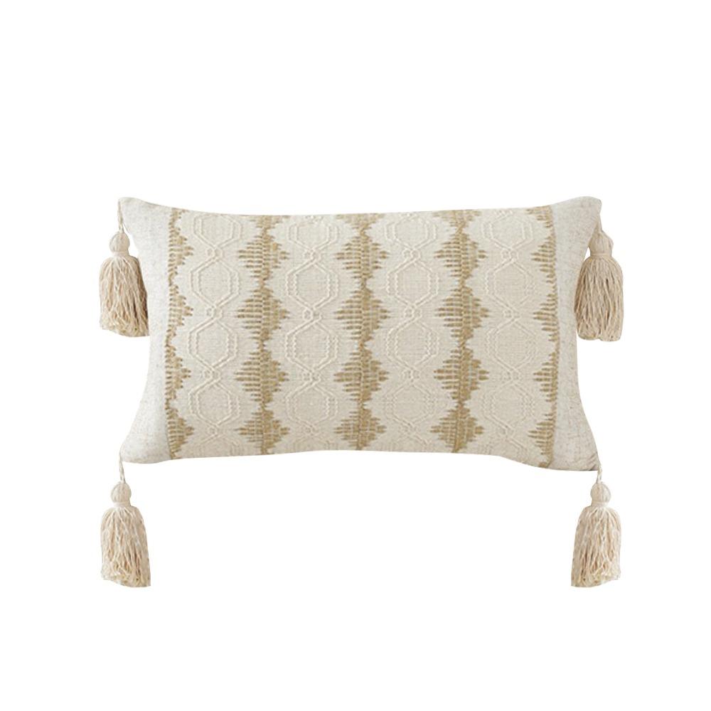 New Rustic Retro Lumbar Pillow Cover with Tassels Cotton Linen Cushion Covers Decorative Pillowcase Farmhouse Decor