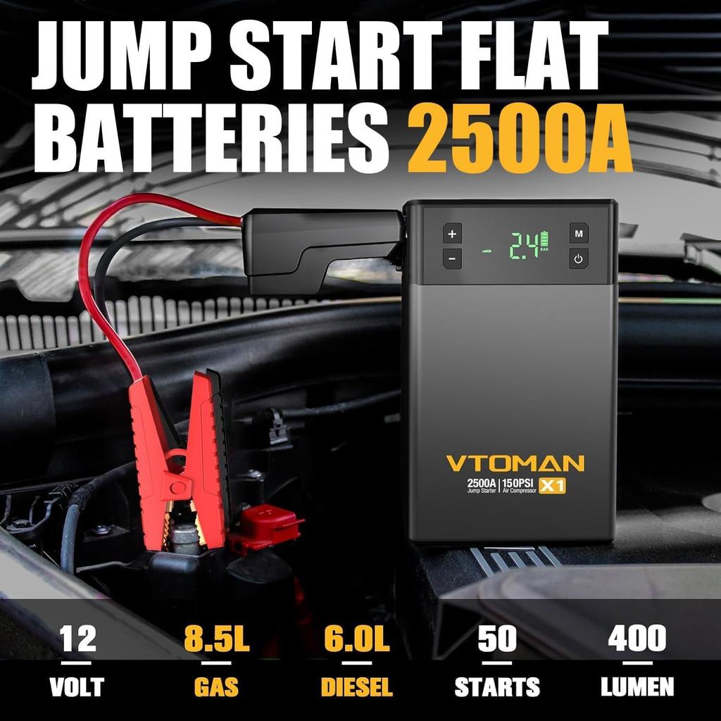 VTOMAN X1 Car Jump Starter with Air Compressor