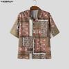 Summer Men Lapel Neck Short Sleeve Print Beach Casual Holiday Hawaiian Shirts