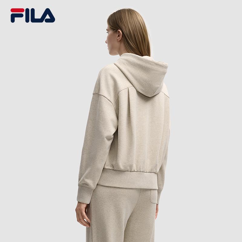 FILA Milano Series Fashion Trend Retro Sports Style Letter Print Loose Hoodie Women hoodies Wheat Flower-Gray F11W545202FBG