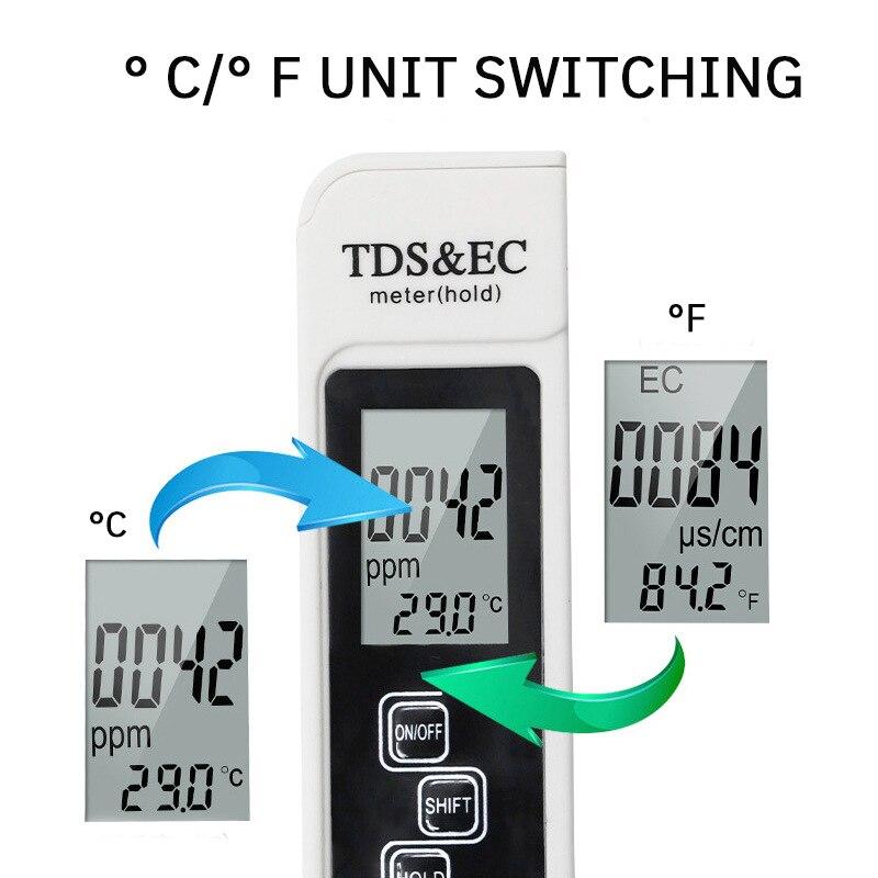 Detection Pen Portable LCD Screen Mineral Conductivity Thermometer Three in One Water Quality Analysis Instrument Pen Tester 1PC