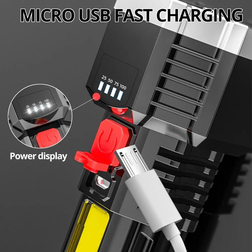 Vysoce výkonné dobíjecí LED svítilny 7LED kempingová svítilna s COB bočním světlem lehké venkovní osvětlení ABS materiál