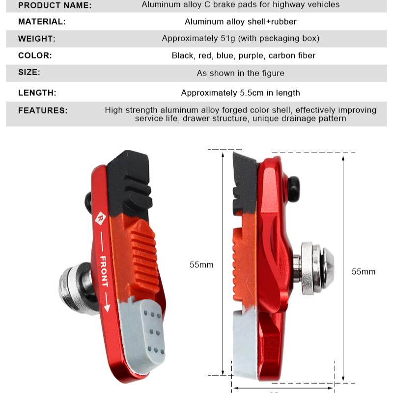Klocki hamulcowe do rowerów RIDERACE do obręczy C Brake CNC Bike Hamulec V-Brake Uchwyt Buty Gumowy blok Trwałe akcesoria do jazdy na rowerze szosowym