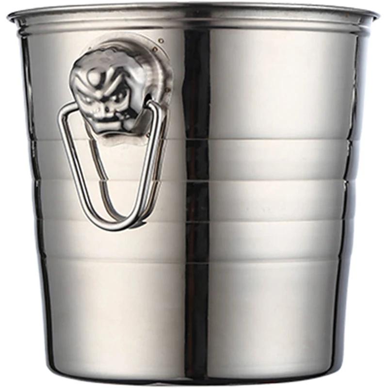 Gold Golden Thick Tiger Head Stainless Steel Ice Punch Bucket Wine Beer Cooler Champagne Cooler Party KTV Double Ear Ice Bucket
