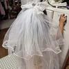 White Girls Head Gauze Bow Bridal Tulle Fashion Veil Hair Clip  Hairpins