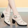 Pantofi cu platformă cu decupaje respirabile, cu capăt închis, 5,5 cm 7 cm, piele moale, Sandale Gladiator cu toc bloc, pentru birou, mamă, vara 2025