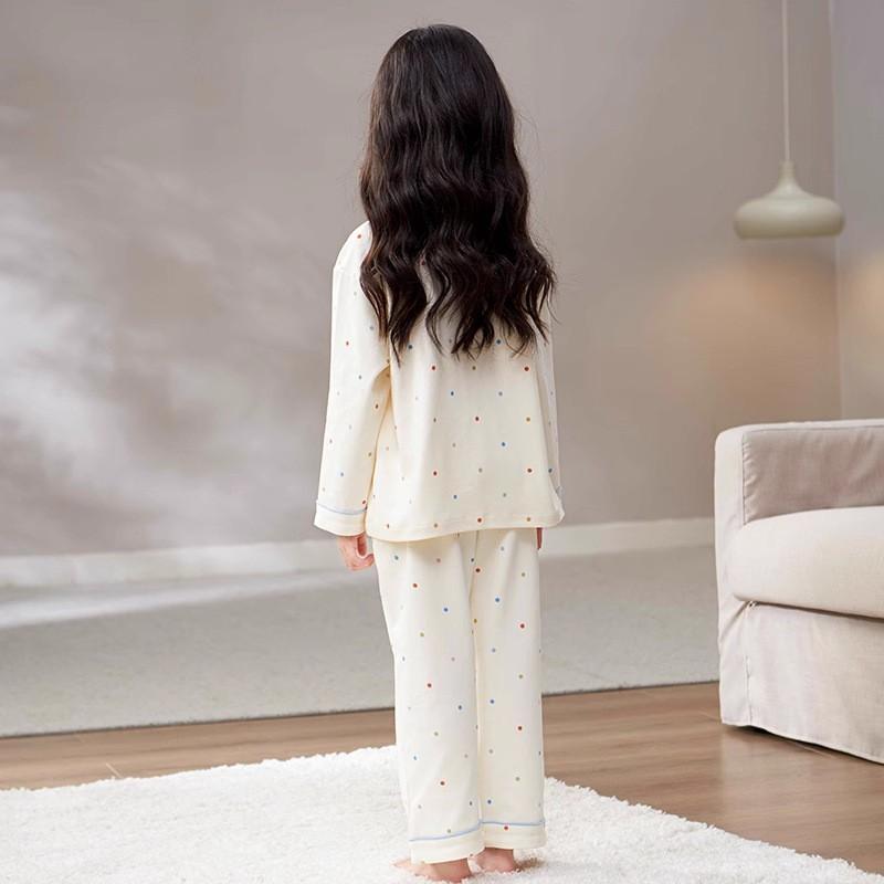 Cute Girls Cotton Pajama Set Long Sleeve Princess Style Sleepwear Fall Kids Home Wear