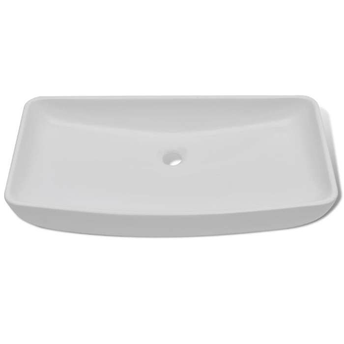 VidaXL Lavabo et Mitigeur Céramique Rectangulaire Blanc Salle de Bain Vasque 275493