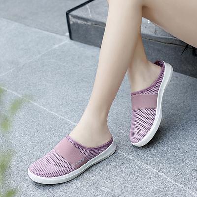New One-pedal Lazy Shoes Women's Summer Breathable Fly-woven Bottom Shallow Mouth Shoes Women's Slippers Large Size Casual Shoes Women