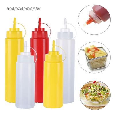 1pcs Condiment Squeeze Bottles Salad Sauce Dispenser Ketchup Mustard with On Cap Lids Olive Oil Bottle Kitchen Gadget