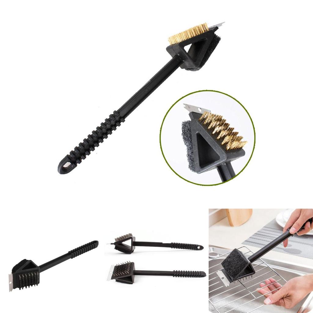 Premium 3 In 1 Barbecue Bbq Oven Grill Bristles Cleaning Stiff Brush Scraper Cleaner For Effortless Maintenance