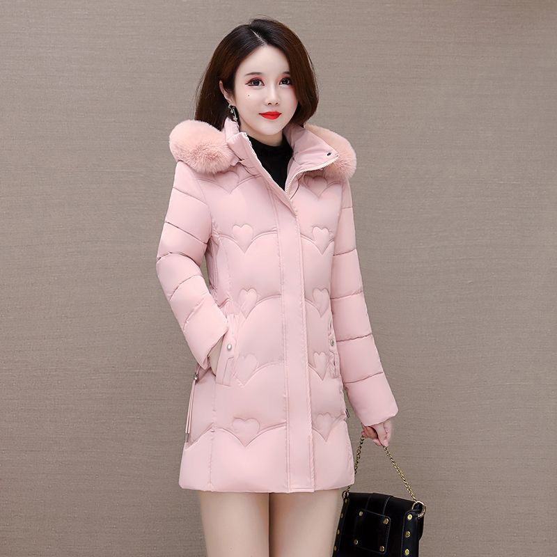 

Новая женская средне-длинная зимняя приталенная модная и тонкая куртка с капюшоном на пуху L80-52.5 kg розовый