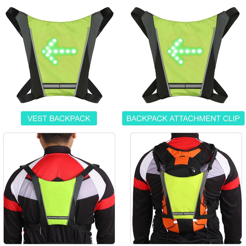 Batoh s LED směrovkou na kolo USB dobíjecí reflexní vesta s bezpečnostním ukazatelem směru