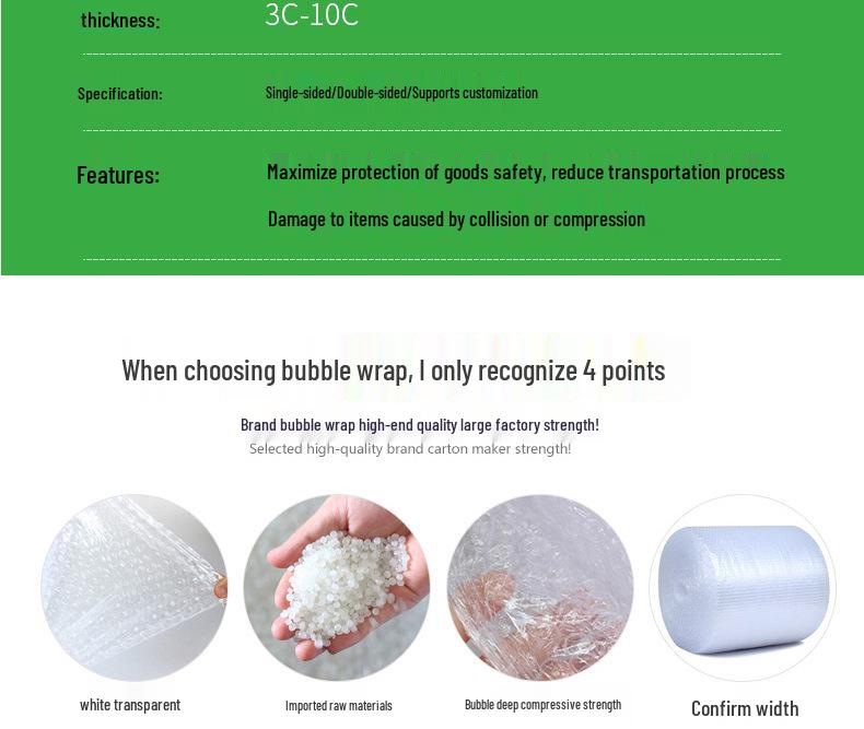 Thick Shockproof Bubble Wrap Foam Cushion Roll - White, New Material