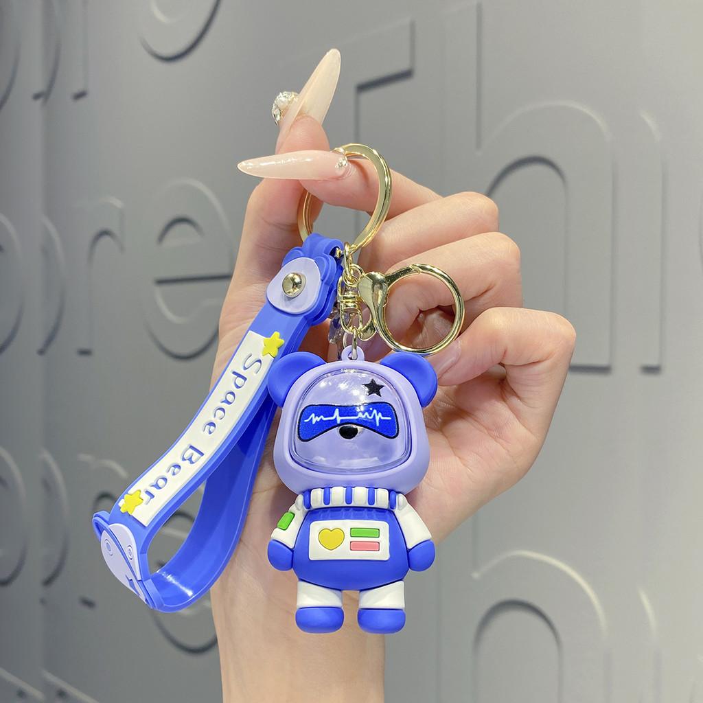 Pvc Cute Glowing Space Bear Keychain Perfect For Couples Friends And Gifts