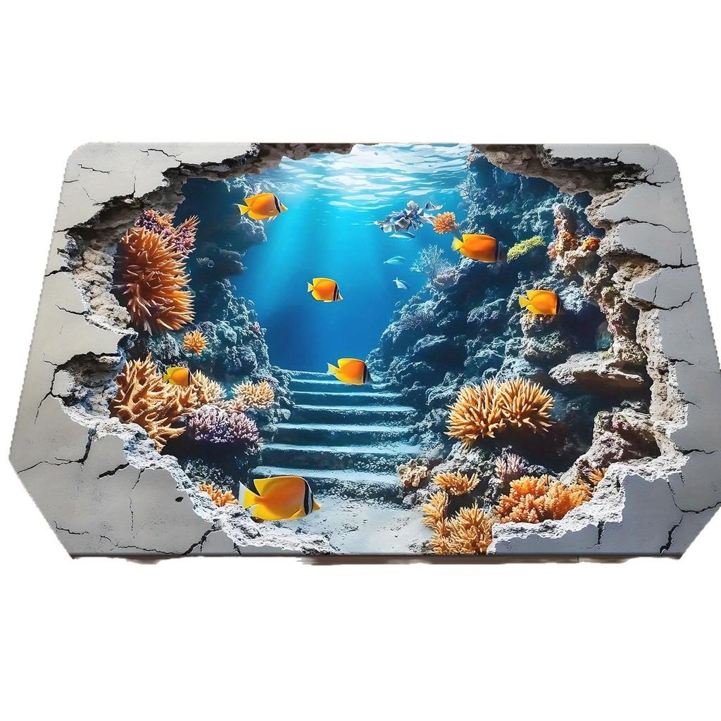 Ocean 3D Entrance Mat: Dirt-Resistant, Easy-Care, and Water-Absorbent