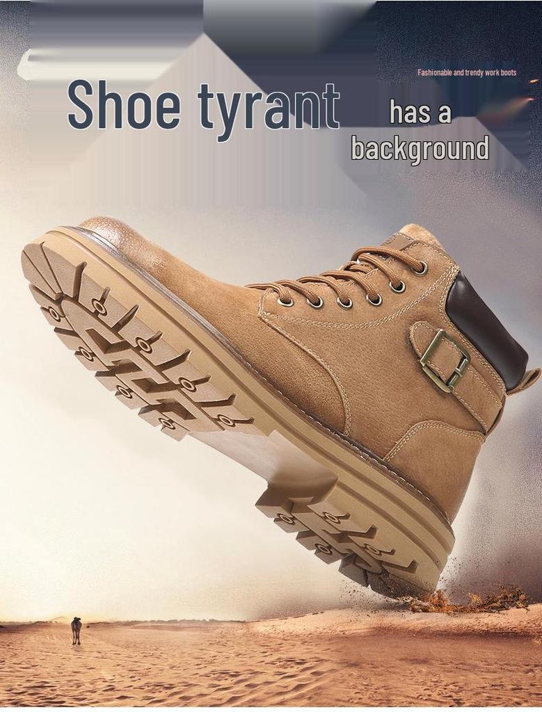 2025 Herbst/Winter Herren Gelbe Leder Martin Wander- & Arbeitsstiefel - Dicke Sohle Britischer Stil