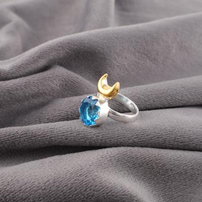 Schweizer Blautopas Schmuck Edelsteinring, 925 Massiver Sterlingsilberring, Schmuck Handgefertigter Ring, Silberschmuck zum Verschenken
