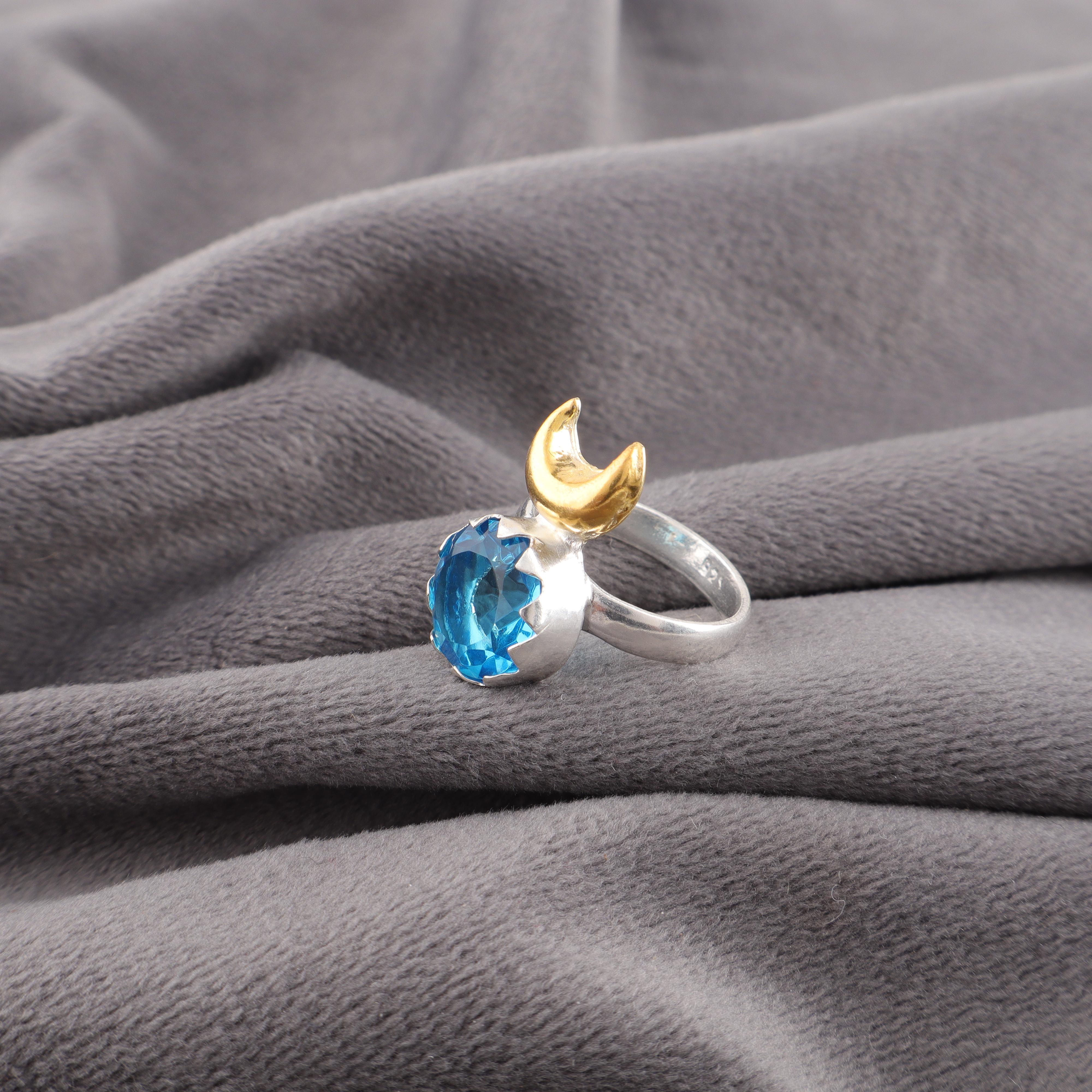 

Ювелирное изделие Кольцо с драгоценным камнем Швейцарский голубой топаз, Кольцо из 925 пробы стерлингового серебра, Ювелирное изделие Кольцо ручной работы, Серебряное ювелирное изделие для подарка 12 синий