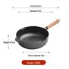 ZISIZ Wooden Handle Deep Cast Iron Frying Pan