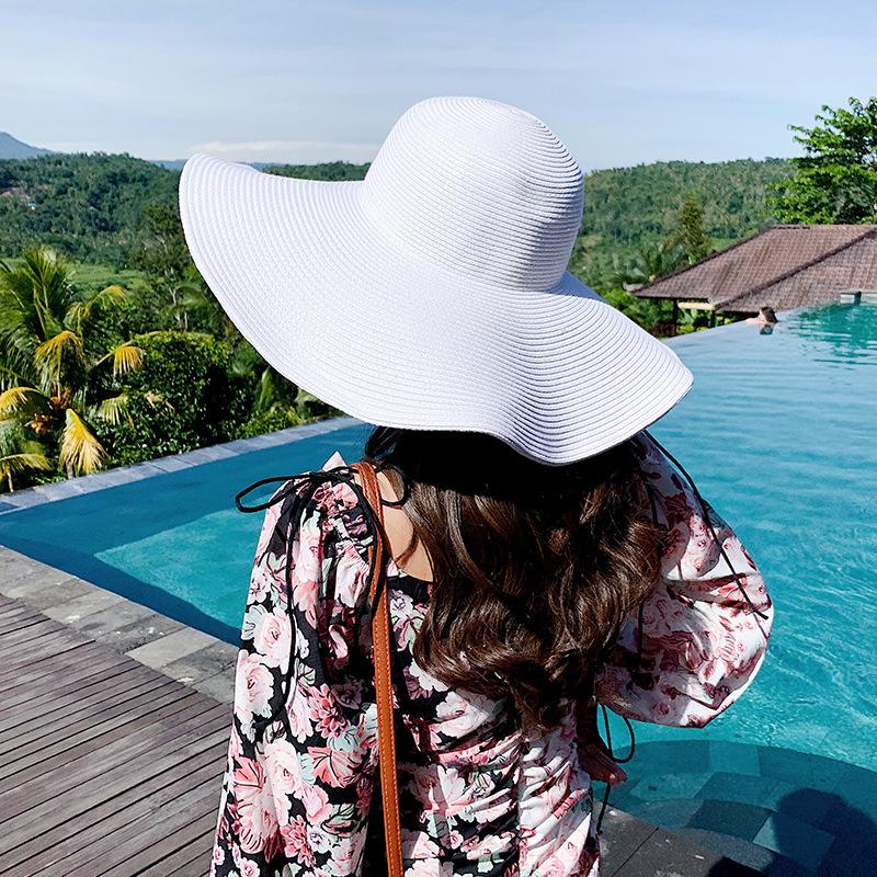 Oversized Brim Straw Hat Women's Summer Seaside Sunshade Sun Protection Hat Outdoor Travel Vacation Beach Hat Summer Hat Women's