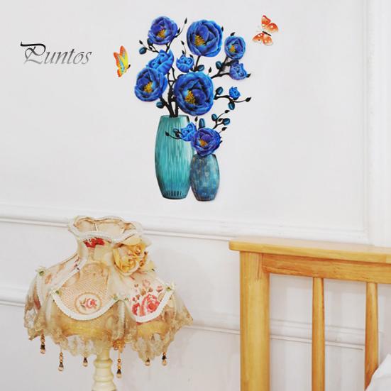 Vinyl Decal Wall Sticker Hot Stamping DIY Bright-colored Self-adhesive Flower Vase Home Decoration