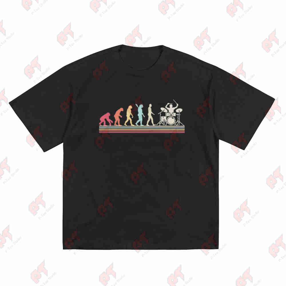 Evolution Of Drummer Vintage Music Short Sleeve Tee 100% Cotton T-Shirt