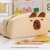 Embroidered Polyester Cloth Pencil Bag High Capacity Pencil Case Zippered Travel Makeup Storage Bag for Student Women