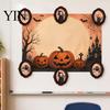 Halloween Party Supplies Retro Frame Refrigerator Magnet, Wood Oval Picture Fridge Kitchen Decor Magnet Cabinet Whiteboard for Home Office Artistic