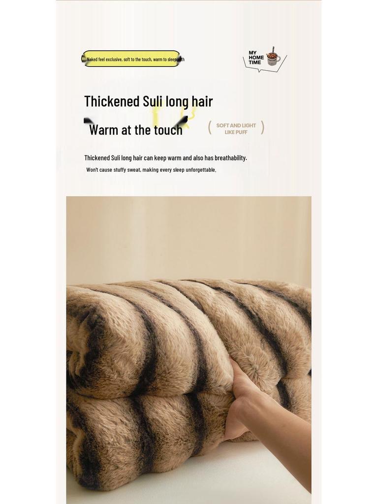 Tlustá zimní flanelová deka třídy A - Nap z králičí srsti a korálové rouno přehoz na postel