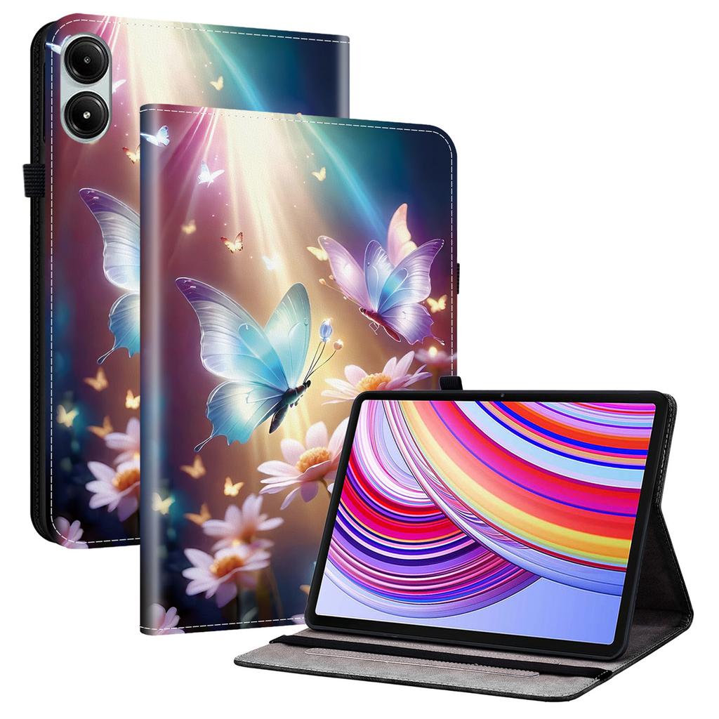Lederhülle für Xiaomi Redmi Pad Pro 5G/Redmi Pad Pro/Poco Pad 5G/4G, bedruckt mit Muster, Ständer, Tablet-Hülle mit Kartenfächern