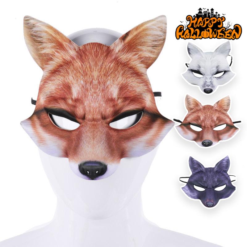 Ademend Eva Vos Halve Masker Halloween Dier Cosplay Prop Wit Bont Effect Feest Maskerade Lichtgewicht Gezichtsbescherming