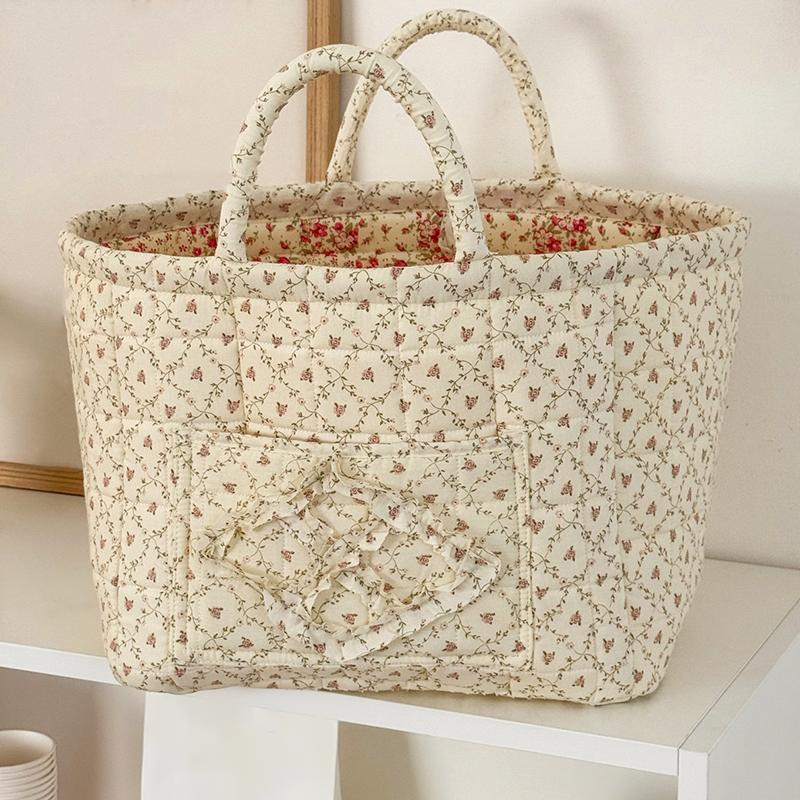 1PC Laundry Hamper Foldable Floral Design Lightweight Fabric Ins Style Miscellaneous Baskets Cute Storage Basket Sweet 32x26x25cm