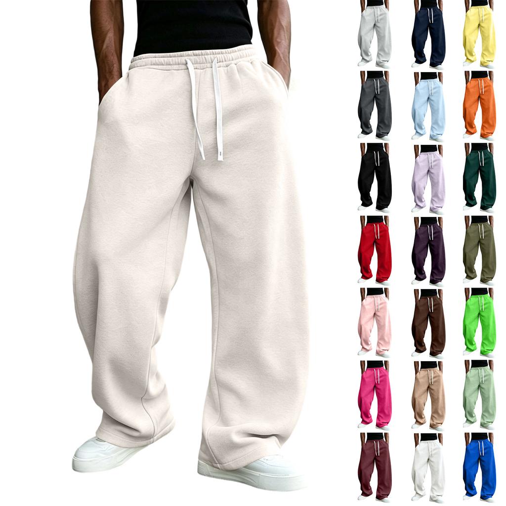 Men's Oversized Straight Leg Lined Sweatpants with Drapey Fit for Athletic Casual Wear