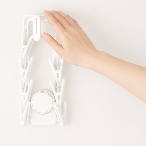 Powerful Vacuum Suction Cup Mini Clothes Dryer, 9-Pinch, Foldable, Space-Saving, Windproof, Indoor/Outdoor Use, Small Item Storage (White)