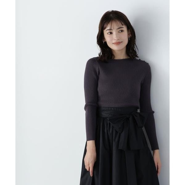 Natural Beauty Basic Asymmetrical Rib Knit Sweater In Charcoal Women's