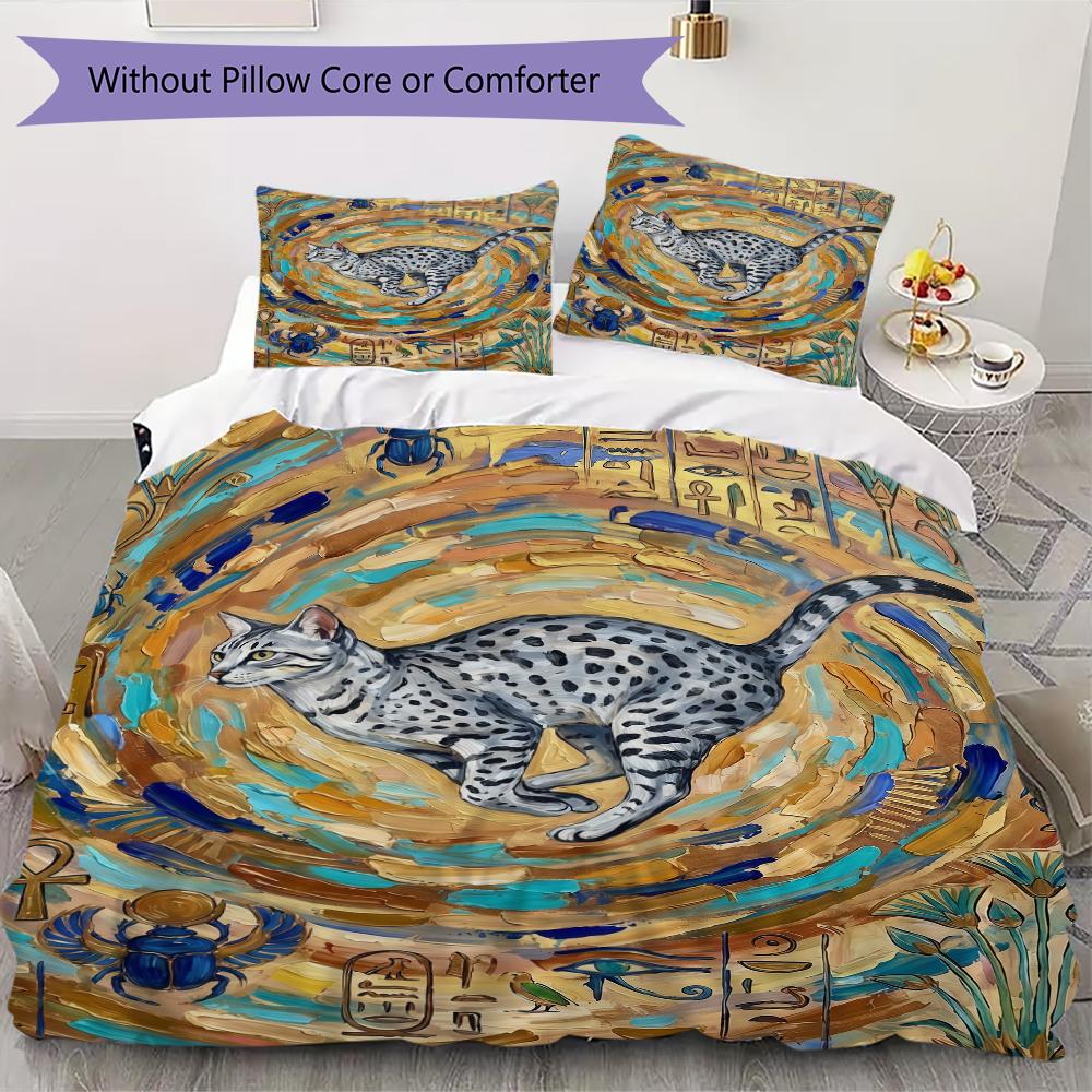 Cute kitten Pattern Bedding uilt Set uilt Cover Pillowcase Home Decoration Birthday Gift (1 * duvet cover + 2 * pillowcase without core)