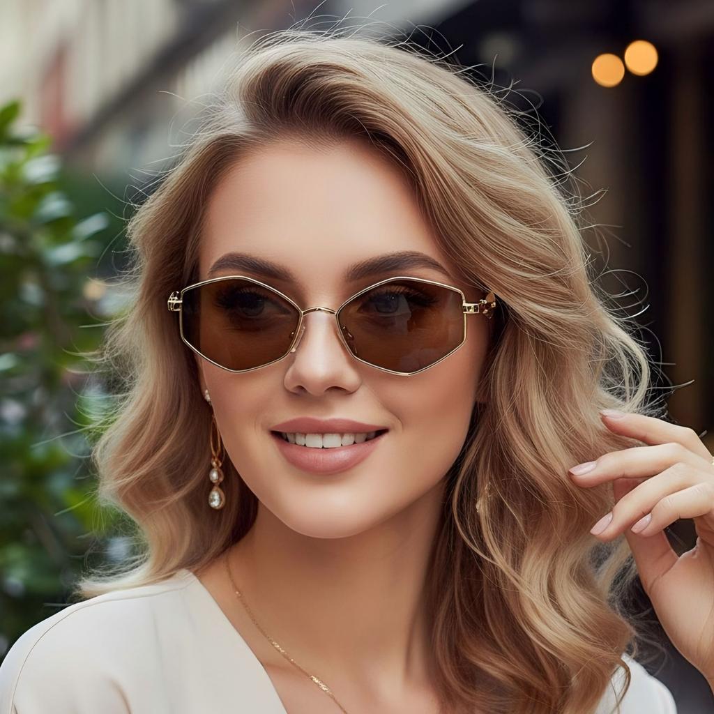 European And American Fashion New Irregular Metal Sunglasses High-End Casual Light Luxury Street Shooting Versatile Sunglasses Women'S Glasses