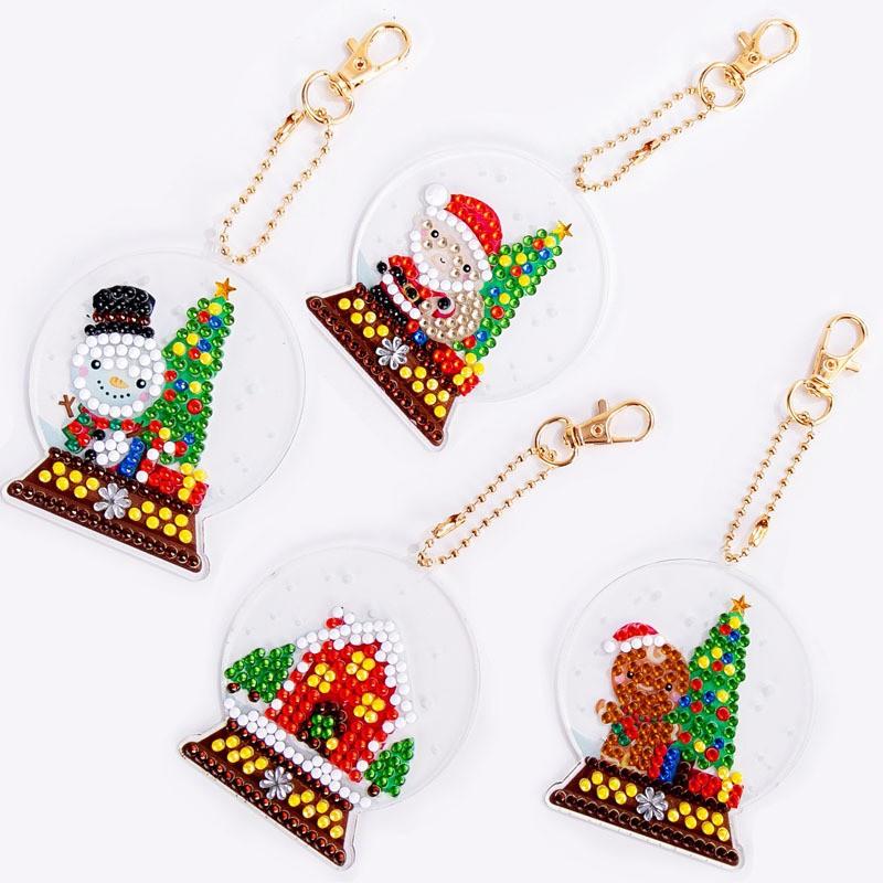 New Diy Diamond Painting Keychain Handmade Acrylic Pendant Jewelry Christmas Single-Sided Diamond Decoration Diamond Painting qc048 (single-sided point drilling)