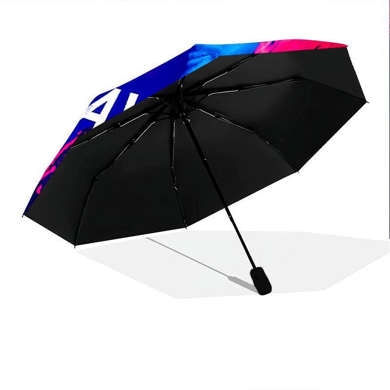 1pc Johnny Hallyday pattern Umbrella Portable Folding Umbrella Iron Frame Hole Bone Structure Outdoor Home Umbrella