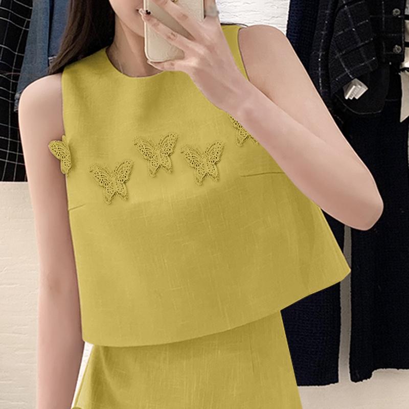 

VONDA Женские летние майки с круглым вырезом и принтом 5XL жёлтый