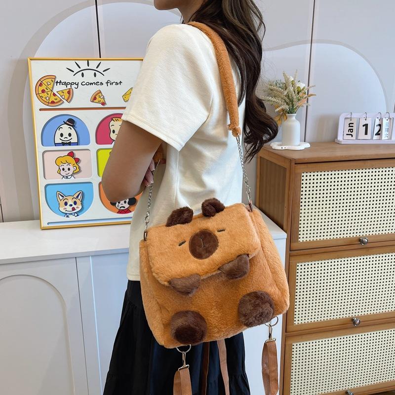 New Cartoon Cute Niche Shoulder Bag Doll Doll Plush Bag Student Commuting Crossbody Backpack Trend