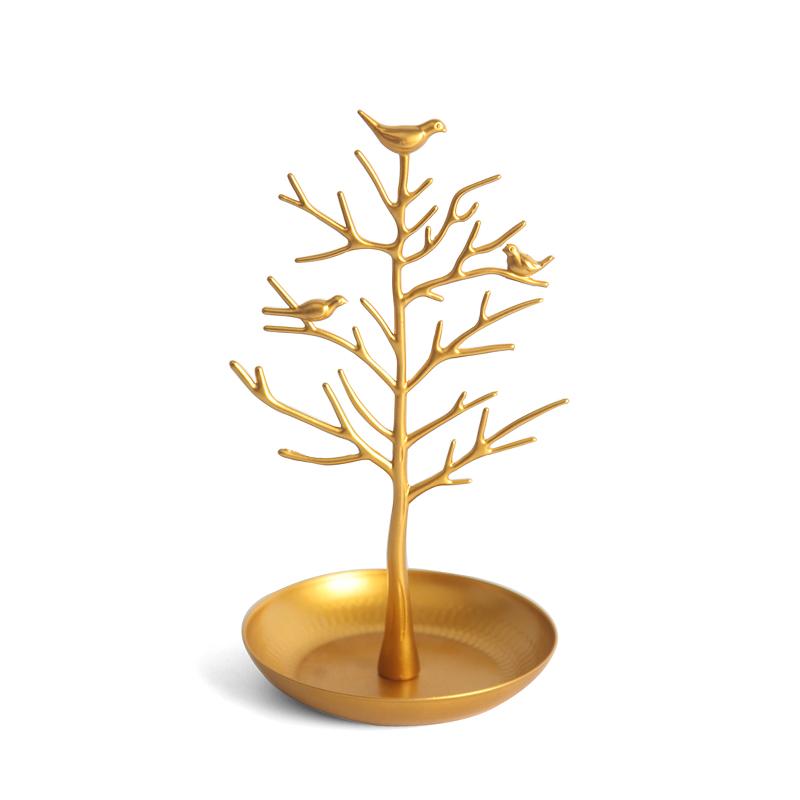 Multi-Function Alloy Jewelry Organizer Display Stand With Bird Tree Design