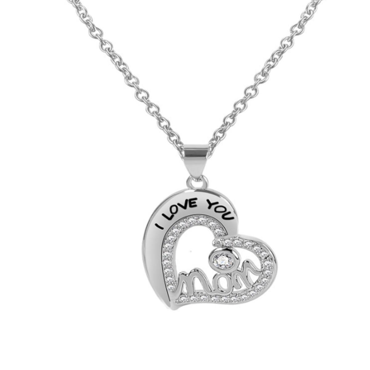 

Mom Heart Shape Mom Love Necklace Inlaid Zircon Neck Chain Collarbone Chain Mother S Day Gift Premium Durable Quality