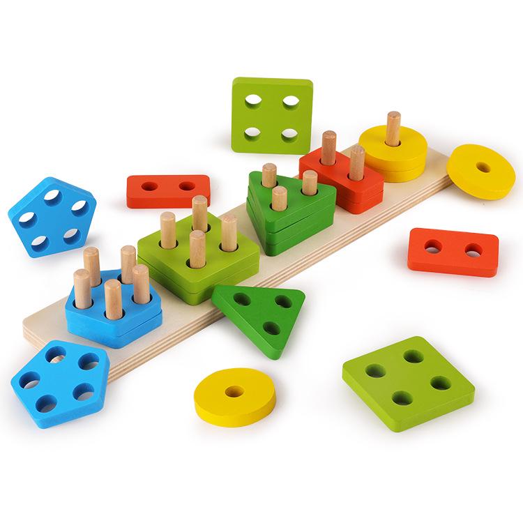 Montessori Geometric Shape Matching Blocks: Educational Early Learning Toy Set for Babies and Toddlers.