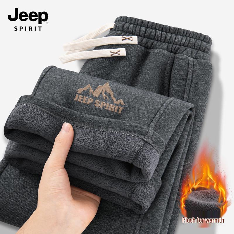 JEEP SPIRIT Herren 2025 Herbst/Winter Plus Samt Lässige Straight Leg Sweatpants